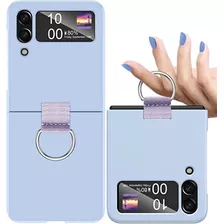 Funda Para Samsung Z Flip 4 C/anillo Azul Claro