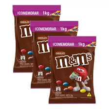 Kit 3 Confeito Chocolate Ao Leite M&ms 1kg - Mars