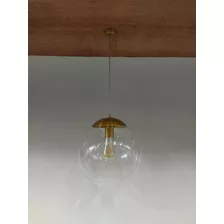 3 Pendente Dourado Globo De Vidro Transparente 30cm + 2 20cm