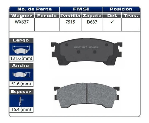 Balatas Delanteras Ford Probe Mazda 626 Mx-6 Protege Wg Foto 2