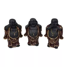 Trio Buda Chines Sabios Da Fortuna Estatua Decorativa Resina