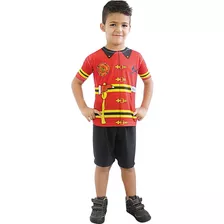 Fantasia Infantil Bombeiro - Camiseta/bermuda - Brink Model