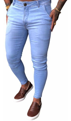 Calça Alfaiataria Jeans Skinny Masculina Social C/ Elastano