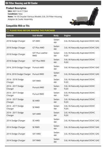 Carcasa De Filtro Y Enfriador - Compatible Con Dodge Charger Foto 2