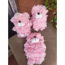 3 Ursinhos De Pelúcia Rosa 20cm