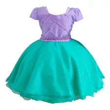 Vestido Infantil Lilás Pequena Sereia Ariel Princesa Luxo