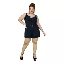 Macacão Feminino Plus Size Macaquinho Decote 44 A 50