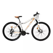 Mountain Bike Femenina Slp 5 Pro Lady R29 M 21v Frenos De Disco Mecánico Cambios Slp Y Shimano Tourney Tz Color Blanco/naranja Con Pie De Apoyo 