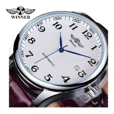 Winner Reloj Mecánico Impermeable Con Calendario Para Hombre Color Del Fondo White/brown