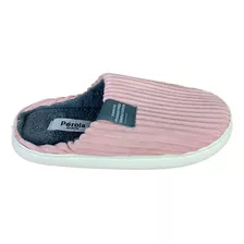 Pantufa Chinelo Feminina Camurça Listrada Confortavel Macia