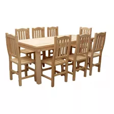 Comedor París Madera 8 Personas Sillas Tipo Tablón 80x184