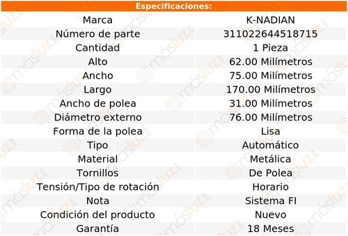 Tensor Accesorios Jaguar S-type V8 4.0l 00/02 K-nadian Foto 3