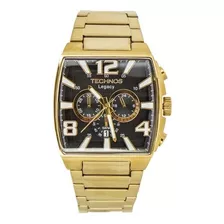 Relógio De Pulso Masculino Technos Legacy Js25ar/1d Com Corpo Dourado, Analógico, Para Masculino, Fundo Preto, Com Correia De Aço Cor Dourado, Agulhas Cor Dourado E Branco