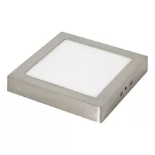 Plafon Led Cuadrado Aplicar 18w Panel Marco Plata Color Plateado Color De La Luz Blanco Cálido