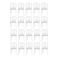Kit 20 Cadeiras De Plástico Tramontina Sem Braço Reforçada