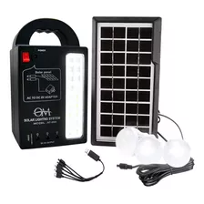 Luz Emergencia Led Solar Lampara Panel Portatil Bateria Usb Color Negro