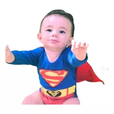 Body Com Capa Removível Super Man Bebê Super Herói Algodão