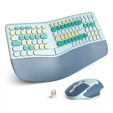 Teclado Y Mouse Inalámbricos Ergonómicos, 2.4 G Usb Tamaño C