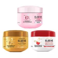 Kit C/3 Máscara Elseve Glycolic + Reparação + Extraordinário