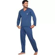 Kit 3 Pijama Longo Adulto Masculino Blusa Manga Comprida 009