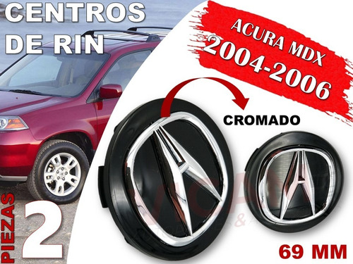 Par De Centros De Rin Acura Mdx 2004-2006 69 Mm (negro) Foto 2