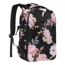 Mochila Impermeable Negra Flores Dura Para Camara Dslr