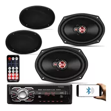 Par Alto Falantes Com Telas 6x9 E Rádio Mp3 Com Bluetooth