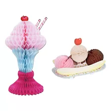 Conjunto De Centro De Mesa Fiesta O Reunión De Helado,...