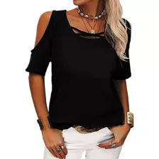 Camiseta Casual De Manga Corta Para Mujer Con Cuello En V