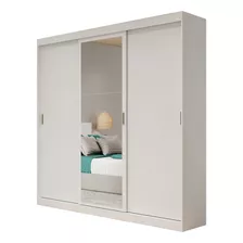 Guarda Roupa Casal 3 Portas 4 Gavetas Espelho Branco Carraro