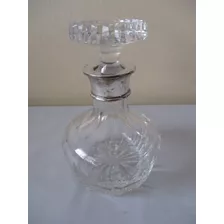 Antigua Botella Cristal Bohemia Tallada Virola De Plaque