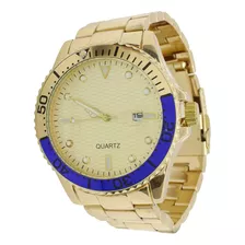 Relógio De Pulso Masculino Quartz Pulseira Dourada B5685