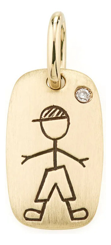 Pingente Hstern Menino De Ouro Amarelo 18k 750 E Diamante Amarelo