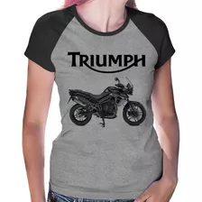 Baby Look Raglan Moto Triumph Tiger 800 Xrx Preta 2016