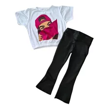 Conjunto Infantil Juvenil Calça Flare Bailarina Boca Larga