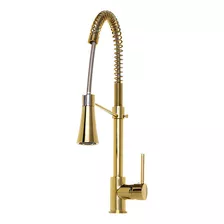 Torneira Cozinha Gourmet Spray Misturador Monocomando Gold Acabamento Brilhante Cor Dourado