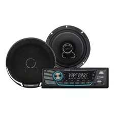 Combo Autoradio 1 Din Fm Bt Usbx2 Aux + Parl 16cm 2vias 200w