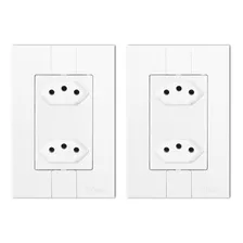 2 Tomadas Dupla 20a Pluzie Modular Monobloco Linha Fácil Cor Branco