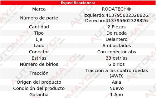 2-mazas Rueda Del C/conector Abs Chevrolet C20 4wd 01-04 Foto 2