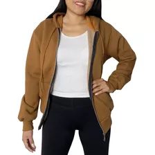 Campera Friza Premium Mujer Abrigada Lisa Con Capucha 