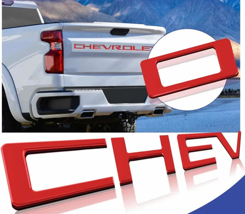 Letras Chevrolet 2023 Tapa Trasera Color Rojo 3d Foto 2