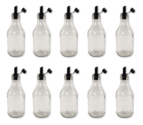 10 Garrafas Coquinho Vidro 200ml Bico Dosador Molho Pimenta