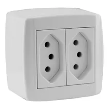 Conjunto 2 Tomada Sobrepor 10a 250v Monobloco - Ilumi 84120 Cor Branco