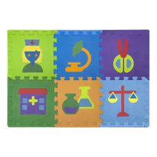 Piso Goma Eva Encastrable Alfombra Bebé Infantil Con Borde Color Multicolor Salud