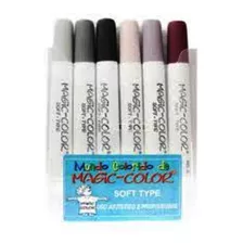 Caneta Magic Color Soft Type 06 Cores Tons De Cinza