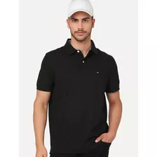 Polo Tommy Hilfiger Masculina Fit Ivy Preta