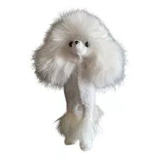 Cachorro Poodle Pelúcia Realista Decoração 12cm