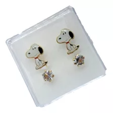 Aretes Perrito Blanco Zirconia De Telefono De Oro Laminado