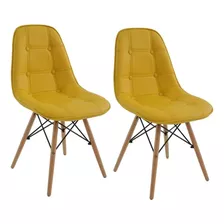 Cadeiras Charles Eames Wood Estofada Botonê C/ Farias Cores