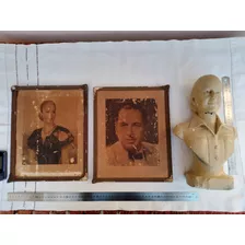 Antiguo Busto En Yeso De Eva Peron Y Cuadro Gral Perón Y Eva